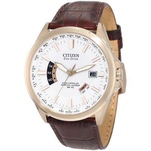 Image of forgyldt rustfri stål quartz med Eco-Drive og radio styring Herre ur fra Citizen, CB0013-04A